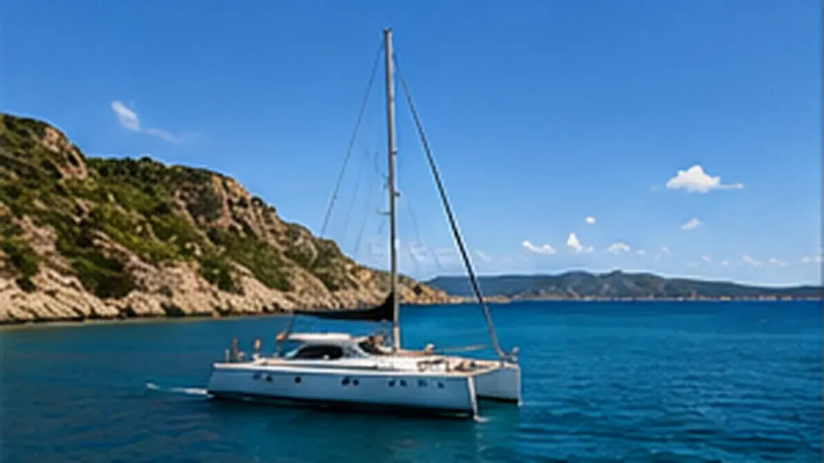 Illustrativ bild av katamaran på Medelhavet utanför Alicante