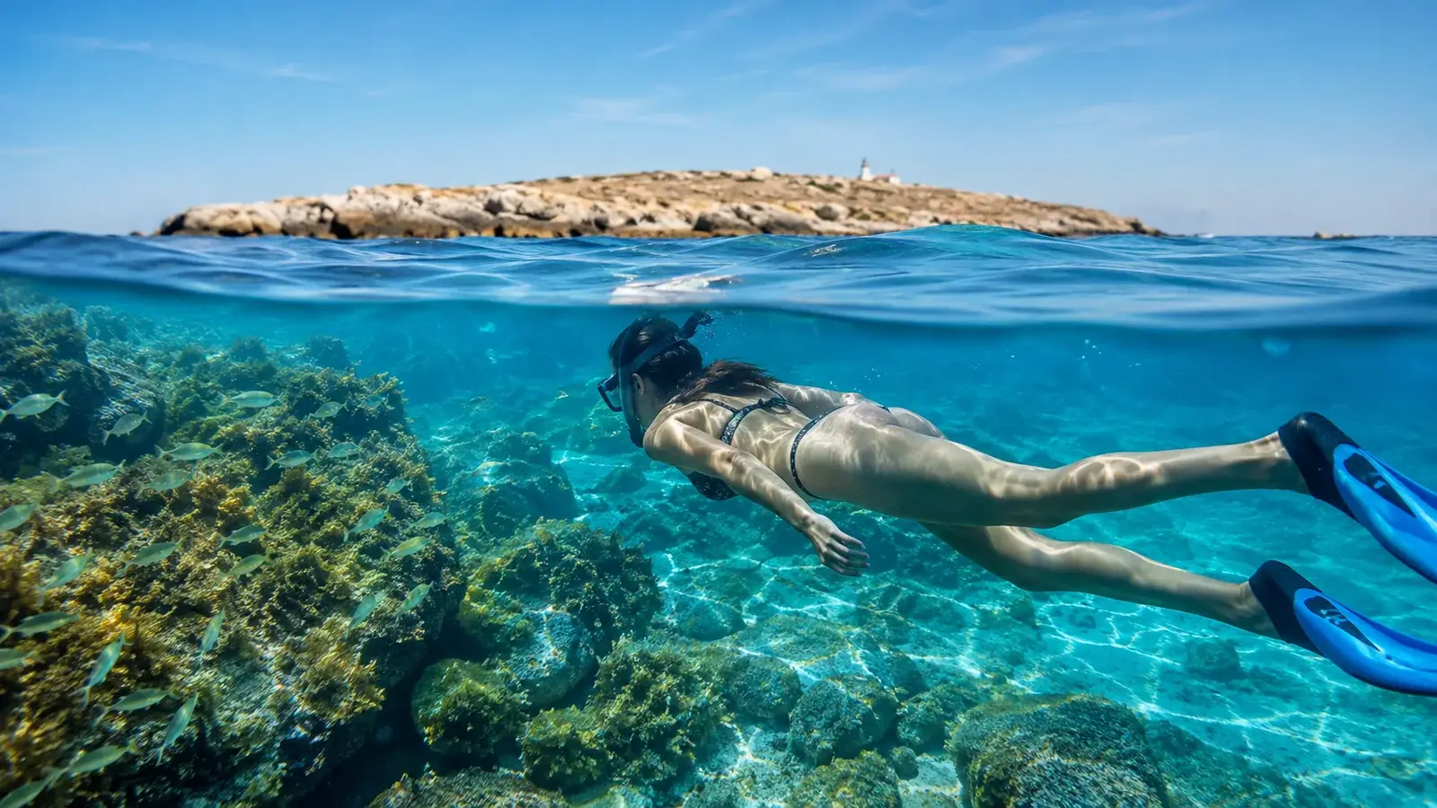 Snorkling och klart vatten nära Tabarca och Alicante