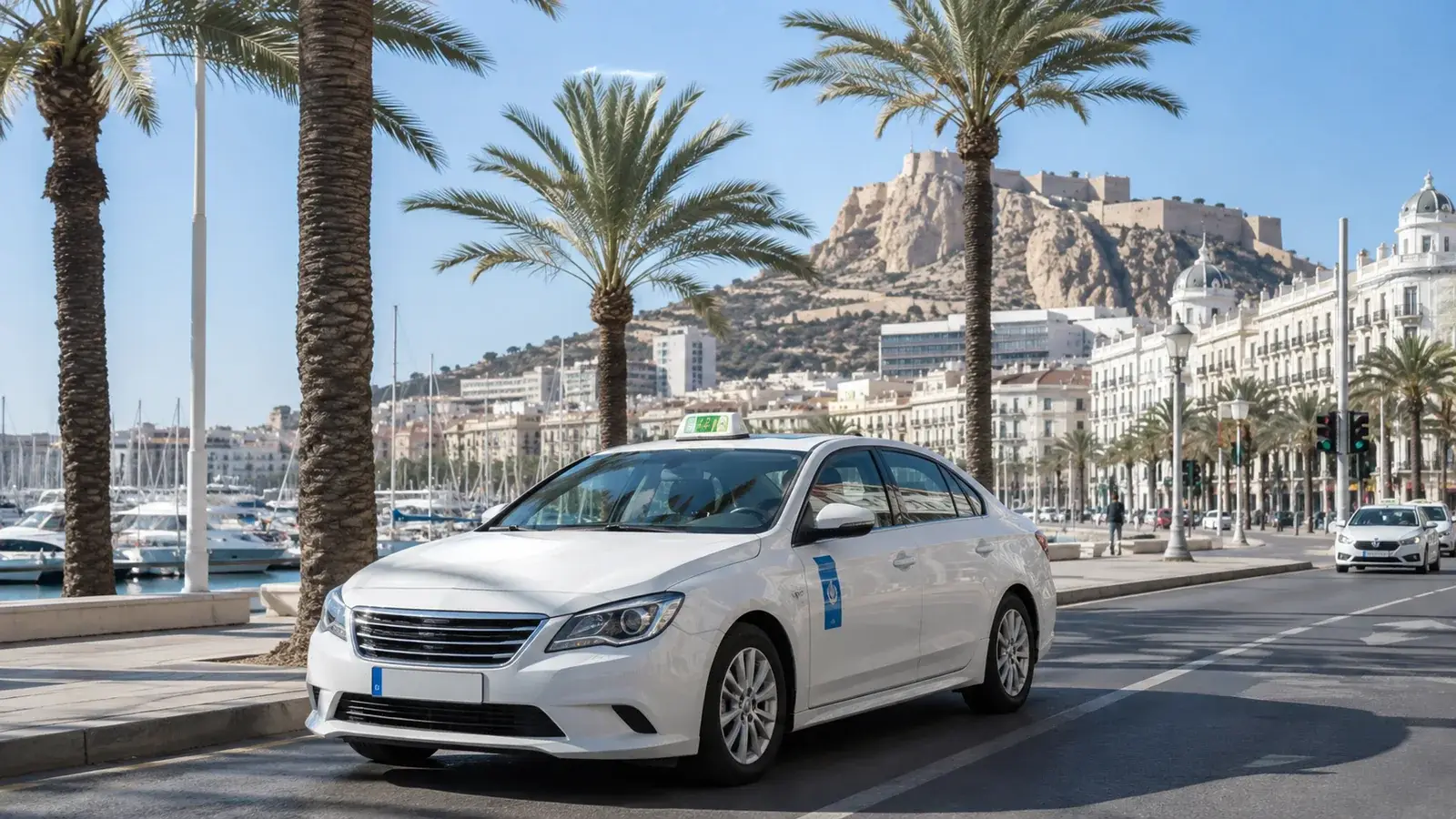 Taxi i Alicante nära hamnen och Santa Bárbara