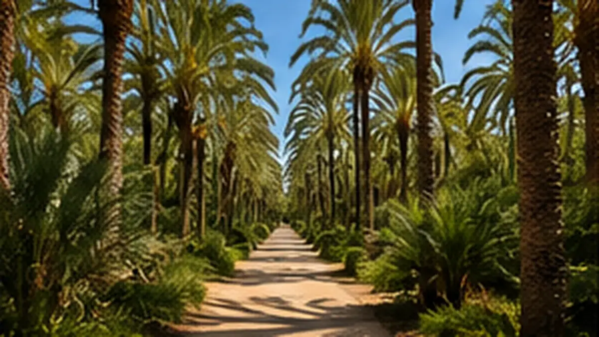 Illustrativ bild av palmlund i Elche