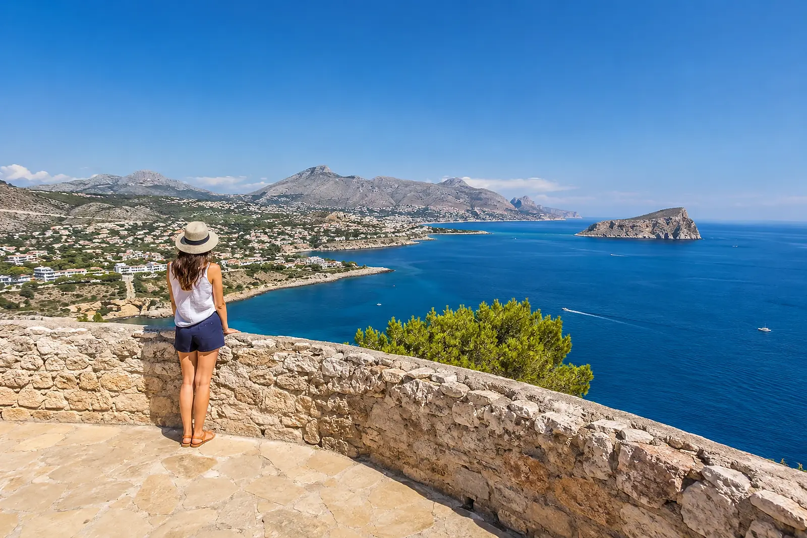 Utsikt över kust och berg vid Costa Blanca nära Alicante